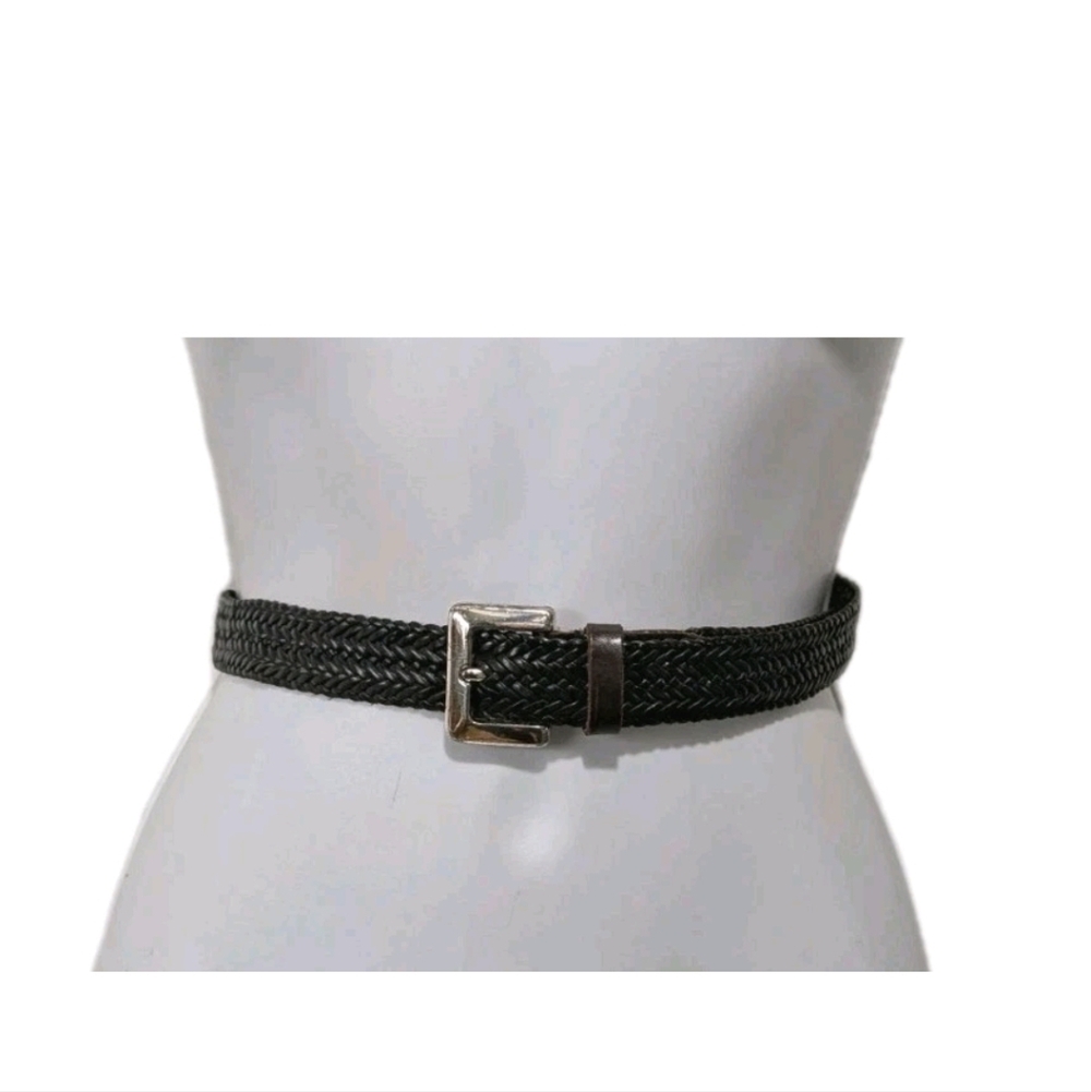 NY Jeans Genuine Leather Braided Belt Womens L Brown Classic Preppy 90s #3050